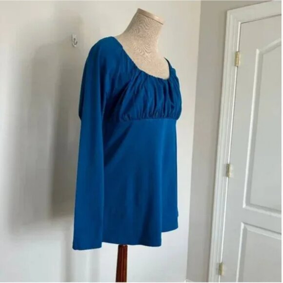 Sundance Alessandra Blue Long Sleeve Ruched Top Size Large - Picture 4 of 6